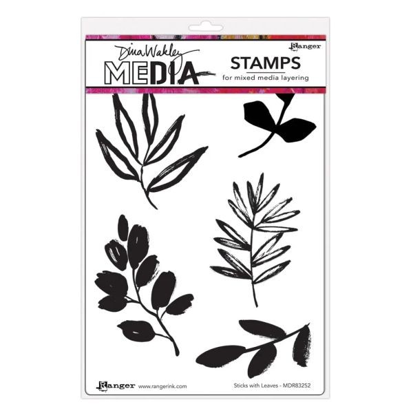 Dina Wakley Media Clingstamps Sticks with Leaves